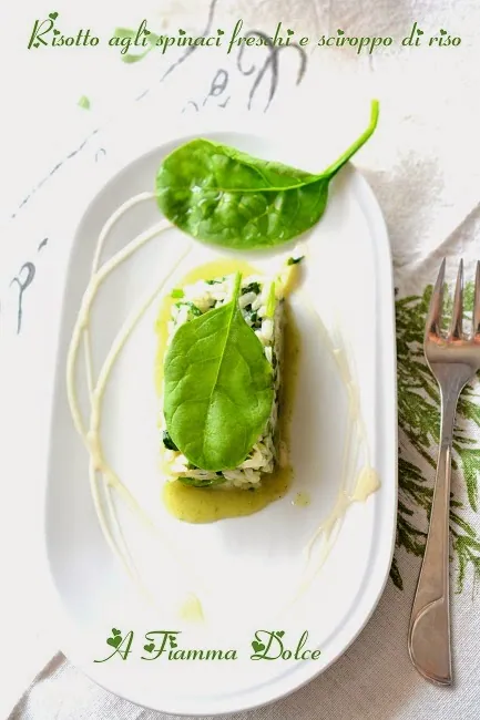 Risotto agli spinaci freschi e sciroppo di riso