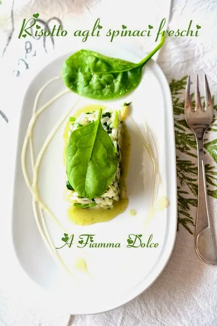 Risotto agli spinaci freschi e sciroppo di riso