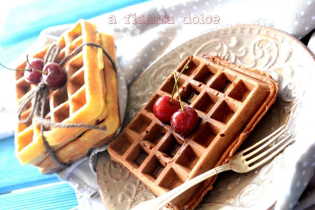 Waffeln vegan al cioccolato fondente