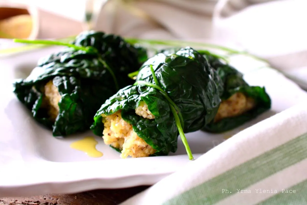 Involtini di cavolo nero alla polenta taragna