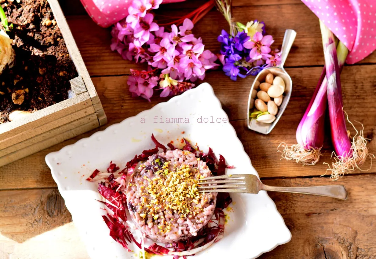 Risotto al radicchio e pistacchi tostati
